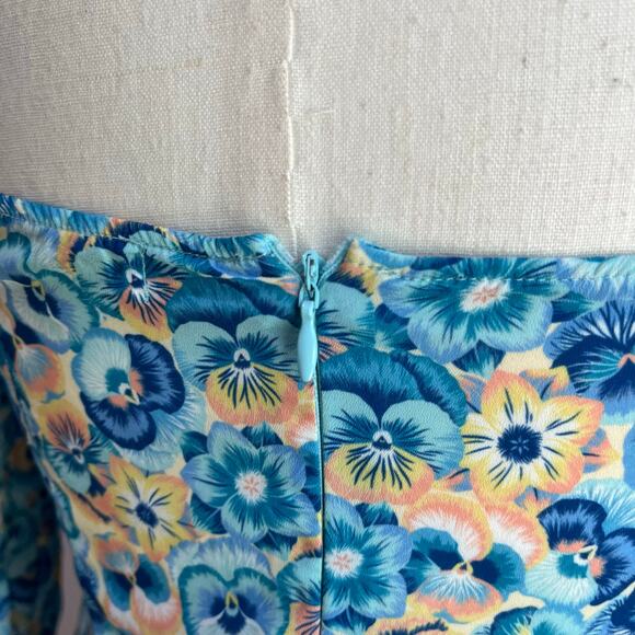 Paloma Blue Romantic Long Blue Floral Sleeve Isla Midi Dress Size Small - Picture 7 of 11